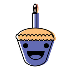 kawaii birthday cupcake icon 