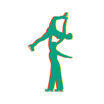 Figure skating pair, isolated glitch icon