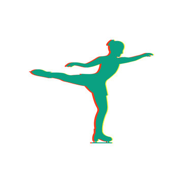 Women's figure skating. Isolated glitch icon
