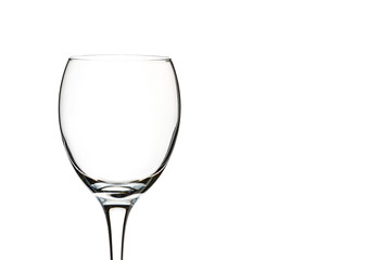 empty glass of wine close-up on a white background (isolate).