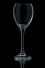 a glass of wine completely on a black background (isolate).