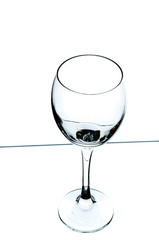 empty glass of wine close-up on a white background (isolate).