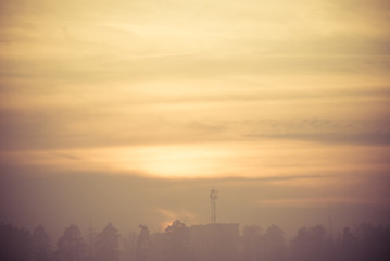 Abstract cloud sky celestial landscape background. Vintage photo toning