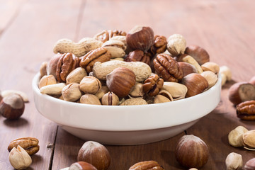 Mix of nuts in plate