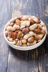 Mix of nuts in plate