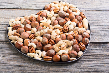 Mix of nuts in plate