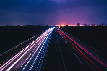 Colorful high light trails at night