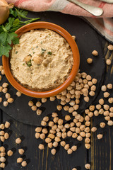 Hummus, everyday meals in Israel made from chickpeas and ingredients that, following Jewish dietary laws Kashrut, can be combined with meat and dairy meals