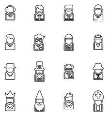 Avatar or Profile Picture Icons Set 4 Thin Line Vector Illustration Set