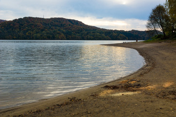 Beach by the Solina lake in Polanczyk, Bieszczady, Poland
