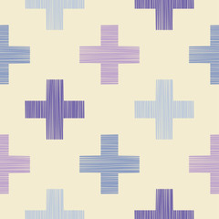 Seamless geometric pattern. Scribble texture. Bright colors and simple shapes. Trendy seamless pattern designs.