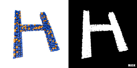 Litera H 3D sześciany kwadraty klocki piksele © vempireart