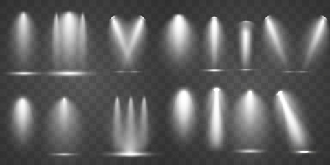 Scene illumination collection light effects on transparent background. Vector illustration.