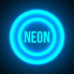 Bright blue shining two neon circles light background the design of the frame for  presentation.