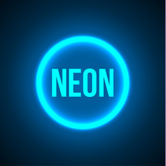 Bright blue shining neon circles light background the design of the frame for  presentation.