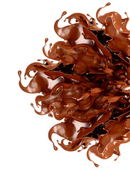 A splash of chocolate on a white background. 3d illustration, 3d rendering.