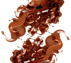 A splash of chocolate on a white background. 3d illustration, 3d rendering.