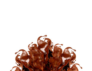 A splash of chocolate on a white background. 3d illustration, 3d rendering.
