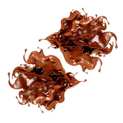 A splash of chocolate on a white background. 3d illustration, 3d rendering.