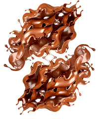 A splash of chocolate on a white background. 3d illustration, 3d rendering.