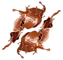 A splash of chocolate on a white background. 3d illustration, 3d rendering.