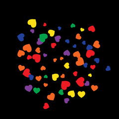 Vector Confetti Background Pattern.  Element of design.  Colored hearts on a white background