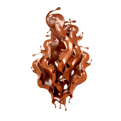 A splash of chocolate on a white background. 3d illustration, 3d rendering.