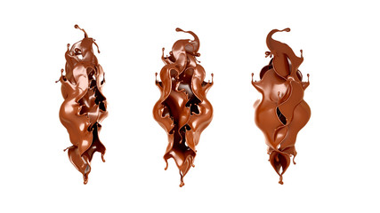 A splash of chocolate on a white background. 3d illustration, 3d rendering.