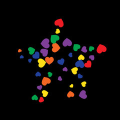 Vector Confetti Background Pattern.  Element of design.  Colored hearts on a white background