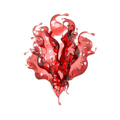 A splash of a transparent red liquid. 3d illustration, 3d rendering. © Pierell