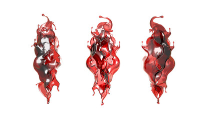 A splash of a transparent red liquid. 3d illustration, 3d rendering. © Pierell