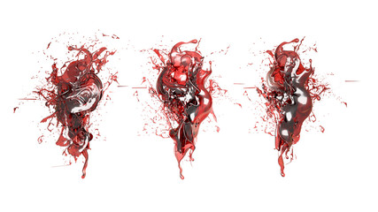 A splash of a transparent red liquid. 3d illustration, 3d rendering. © Pierell