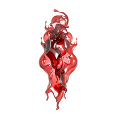 A splash of a transparent red liquid. 3d illustration, 3d rendering. © Pierell