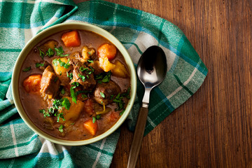 Irish stew made with beef, potatoes, carrots and herbs
