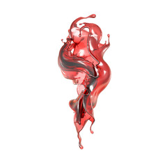 A splash of a transparent red liquid. 3d illustration, 3d rendering. © Pierell
