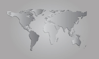 Fototapeta na wymiar Gray vector world map over gray background.
