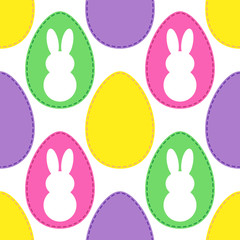 Obraz premium Cute Easter seamless pattern design with bright egg patchwork
