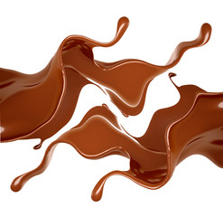 Splash of chocolate on a white background. 3d illustration, 3d rendering.