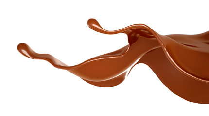 Splash of chocolate on a white background. 3d illustration, 3d rendering.