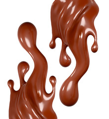 Splash of chocolate on a white background. 3d illustration, 3d rendering.