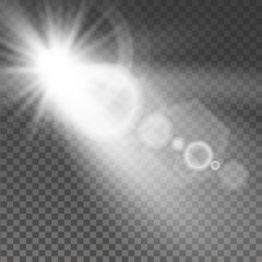 Vector sunlight special lens flare light effect on transparent background.