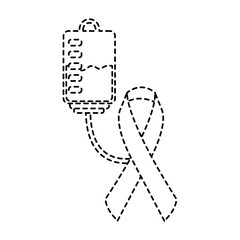 hemophilia plastic blood bag ribbon care vector illustration sticker style image