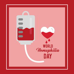 world hemophilia day plastic blood bag vector illustration