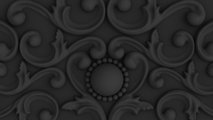 Luxury gypsum decoration element, wall concept stucco, interior architecture pattern. 3d illustration, 3d rendering.