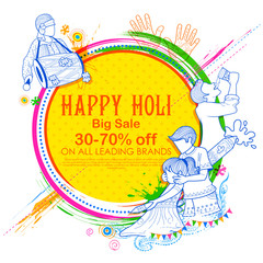 Happy Holi Advertisement Promotional background for Festival of Colors celebration greetings