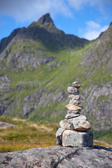 Cairn i a high mountains