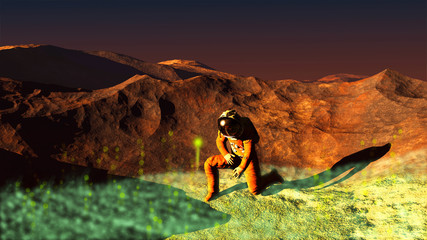 scene of the astronaut on mars executed in 3D            © Sergey Drozdov
