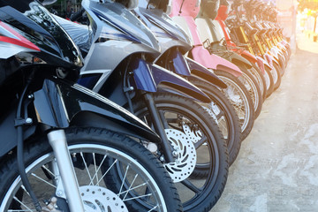 many motorcycle at the Showroom for sale - obrazy, fototapety, plakaty