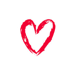 Heart . Vector hand drawn. Red on white background