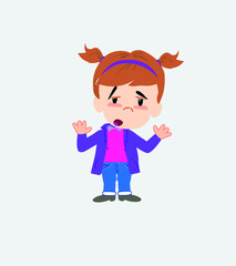 White girl makes a gesture of tired resignation.